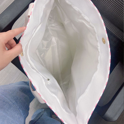 대형 시장 쇼핑 어깨 가방 줄무늬 토트 가방 캔버스 비즈니스 쇼핑을 위해 이상적입니다
