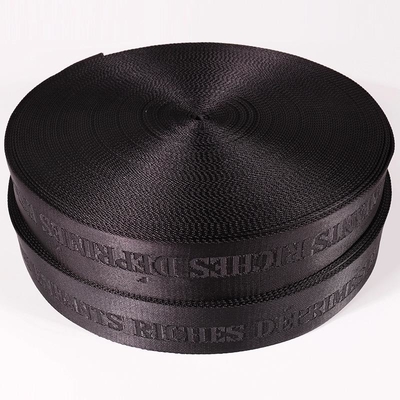 38mm 나일론 어깨 스트랩을 위해 검은색의 사용자 지정 로고 직물 자카드 스트랩 웹링